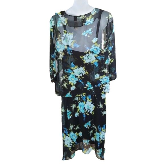 Mlle Gabrielle Womens Sheer Floral Dress & Jacket 2-Piece Set Size 22W - Picture 8 of 14